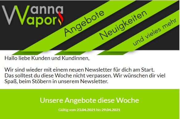 Wanna Vapor Angebote der Woche vom 23.04.2021 bis 29.04.2021 - 